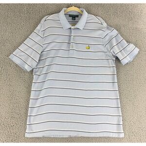 Masters Collection Polo Shirt Mens XL Blue Stripe Pima Cotton Pique Golf Logo